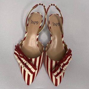 Impo Sandals - Maroon & White Stripes With Bow Design - 6M